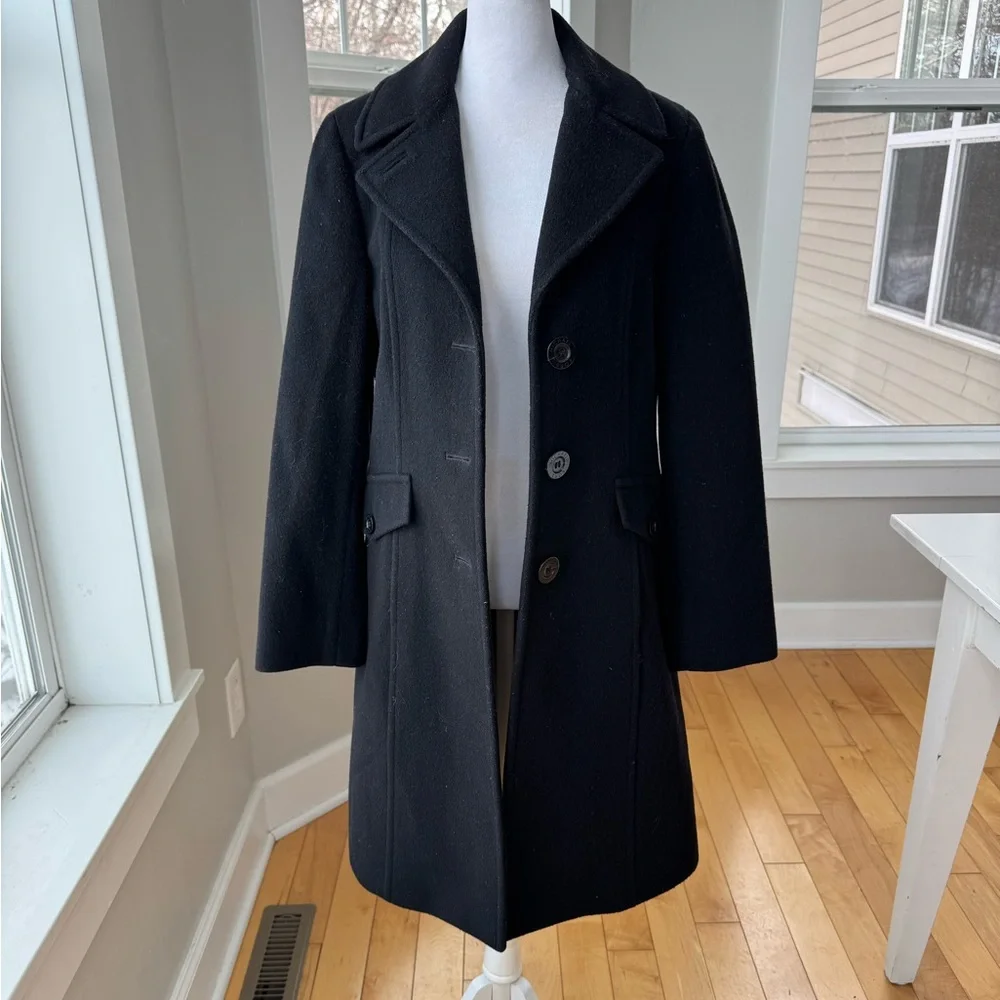 Vintage Michael Kors Black Wool Short Trench Dress Coat Fully Lined Small/Medium